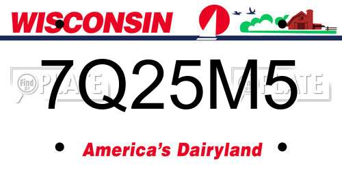 7Q25M5 Wisconsin License Plate