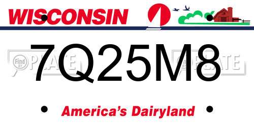 7Q25M8 Wisconsin License Plate