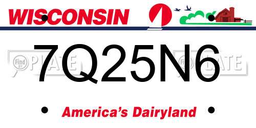 7Q25N6 Wisconsin License Plate