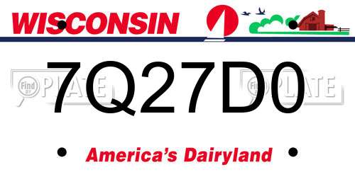 7Q27D0 Wisconsin License Plate