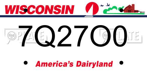 7Q27O0 Wisconsin License Plate