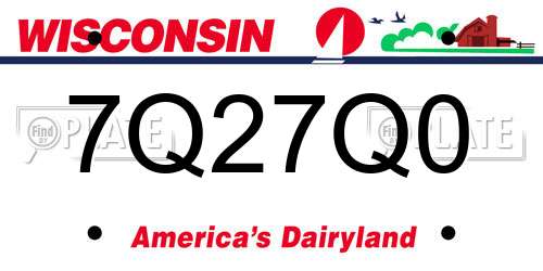 7Q27Q0 Wisconsin License Plate