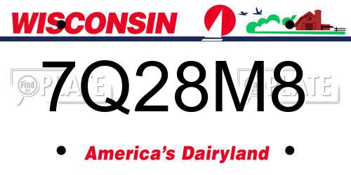 7Q28M8 Wisconsin License Plate