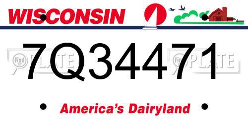 7Q34471 Wisconsin License Plate