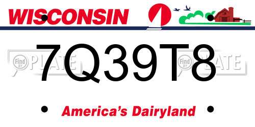 7Q39T8 Wisconsin License Plate