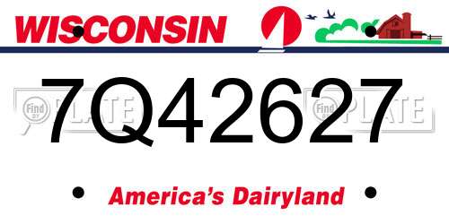 7Q42627 Wisconsin License Plate
