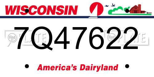 7Q47622 Wisconsin License Plate