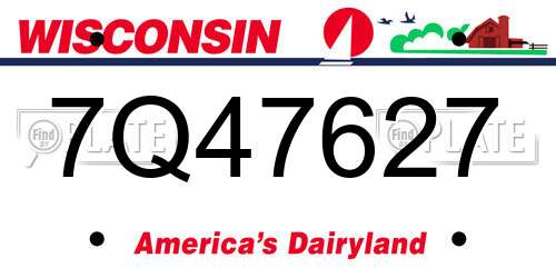 7Q47627 Wisconsin License Plate