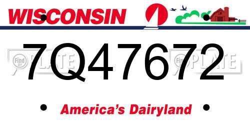7Q47672 Wisconsin License Plate