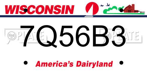 7Q56B3 Wisconsin License Plate