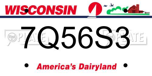 7Q56S3 Wisconsin License Plate