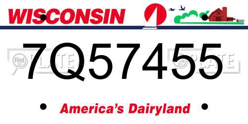7Q57455 Wisconsin License Plate