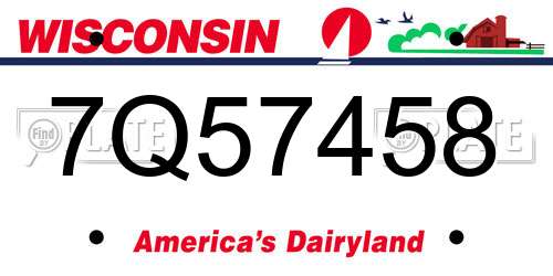 7Q57458 Wisconsin License Plate