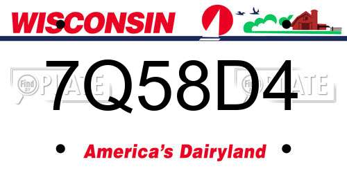 7Q58D4 Wisconsin License Plate