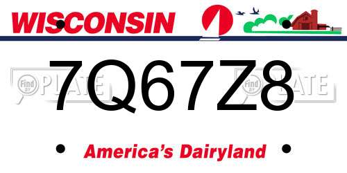 7Q67Z8 Wisconsin License Plate