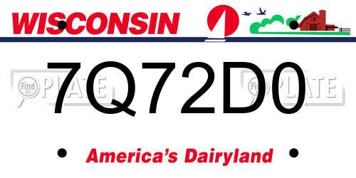 7Q72D0 Wisconsin License Plate