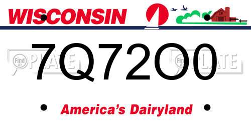 7Q72O0 Wisconsin License Plate
