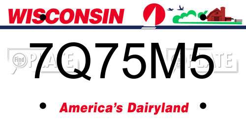 7Q75M5 Wisconsin License Plate