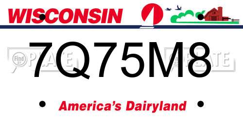 7Q75M8 Wisconsin License Plate