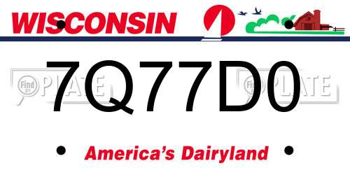7Q77D0 Wisconsin License Plate