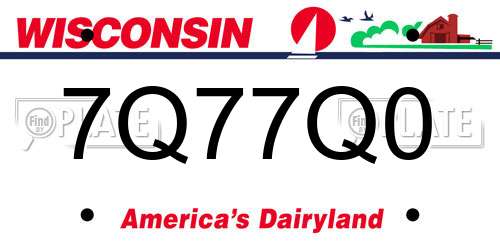 7Q77Q0 Wisconsin License Plate