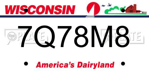 7Q78M8 Wisconsin License Plate