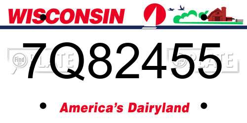 7Q82455 Wisconsin License Plate