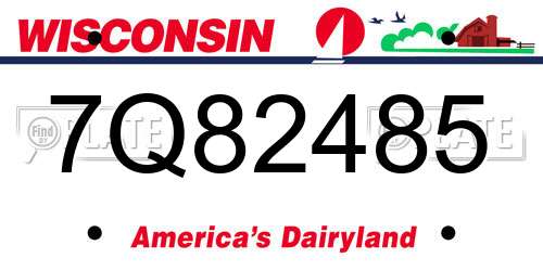 7Q82485 Wisconsin License Plate