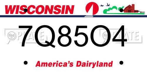 7Q85O4 Wisconsin License Plate