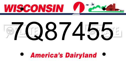 7Q87455 Wisconsin License Plate