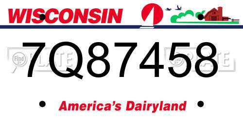 7Q87458 Wisconsin License Plate