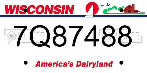 7Q87488 Wisconsin License Plate