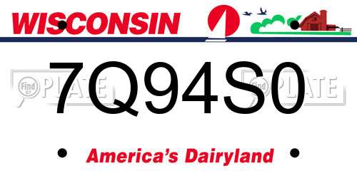 7Q94S0 Wisconsin License Plate