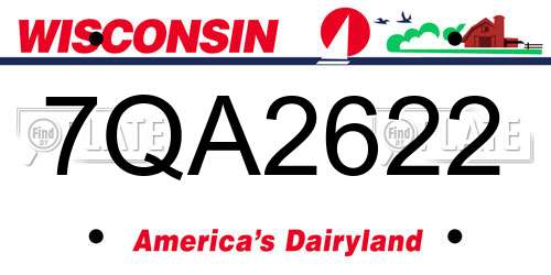 7QA2622 Wisconsin License Plate