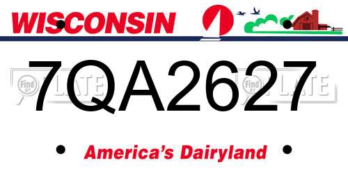 7QA2627 Wisconsin License Plate