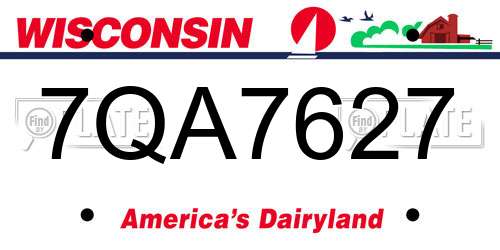 7QA7627 Wisconsin License Plate
