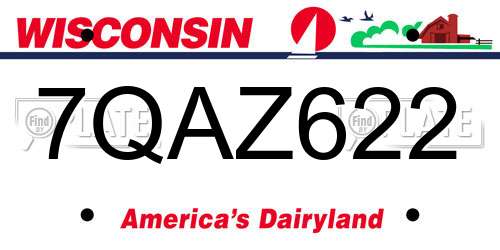 7QAZ622 Wisconsin License Plate