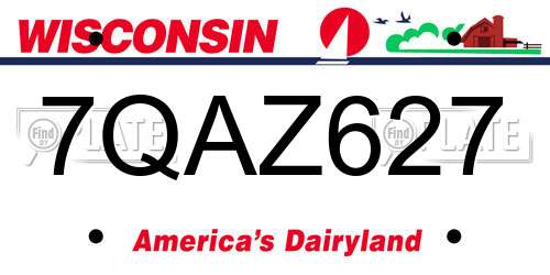 7QAZ627 Wisconsin License Plate