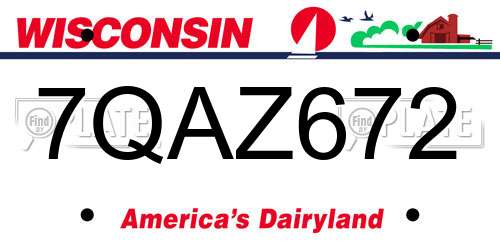 7QAZ672 Wisconsin License Plate