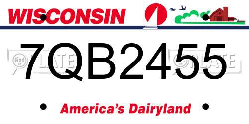 7QB2455 Wisconsin License Plate