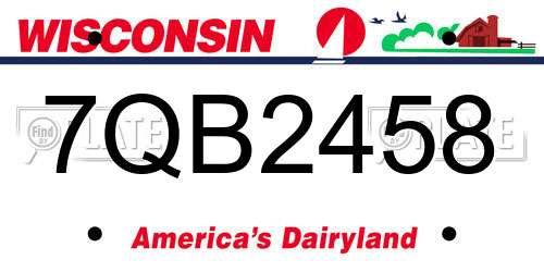 7QB2458 Wisconsin License Plate