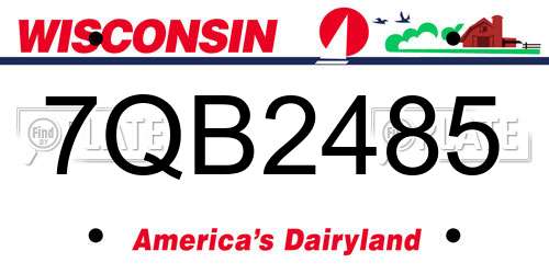 7QB2485 Wisconsin License Plate