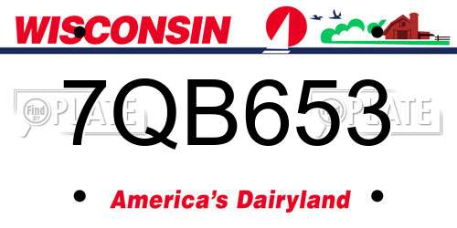 7QB653 Wisconsin License Plate