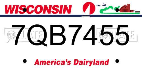 7QB7455 Wisconsin License Plate