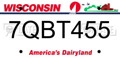 7QBT455 Wisconsin License Plate