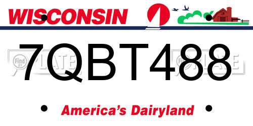 7QBT488 Wisconsin License Plate