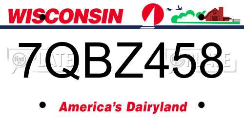7QBZ458 Wisconsin License Plate