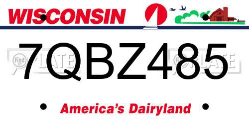 7QBZ485 Wisconsin License Plate