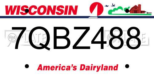 7QBZ488 Wisconsin License Plate