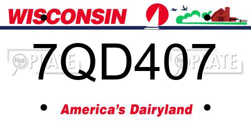 7QD407 Wisconsin License Plate